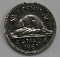 5 центов 1965г. Канада, никель, состояние VF-XF. - Мир монет