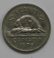 5 центов 1975г. Канада, никель, состояние VF-XF. - Мир монет