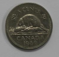 5 центов 1989г. Канада,  медь-никель, состояние VF-XF. - Мир монет