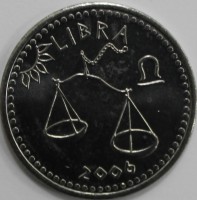   10 шиллингов 2006 г.  Сомалиленд. Весы, Знак Зодиака, состояние UNC. - Мир монет