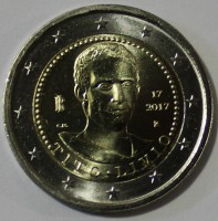 2 евро 2017г. Италия.  Тит Ливий,  состояние UNC - Мир монет