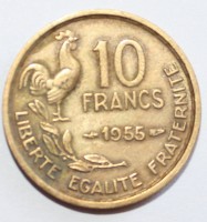 10 франков 1955г. Франция. бронза, состояние VF-XF. - Мир монет