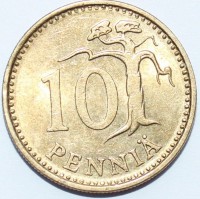 10 пенни 1979г. Финляндия, бронза,состояние XF - Мир монет