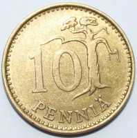10 пенни 1964г. Финляндия,бронза,состояние XF - Мир монет