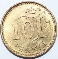 10 пенни 1963г. Финляндия,бронза,состояние XF - Мир монет