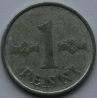 1 пенни 1971г. Финляндия, алюминий, состояние VF - Мир монет