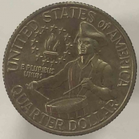 25 центов 1976г.  США. Барабанщик. 200 лет Подписания Декларации о Независимости США, никель, состояние UNC. - Мир монет