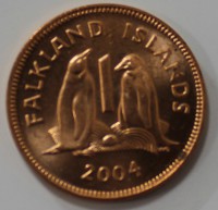 1 пенни 2004г. Фолклендские Острова, Пингвины, состояние UNC - Мир монет