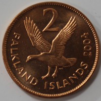 2 пенса 2004г. Фолклендские Острова, Альбатрос, состояние UNC - Мир монет