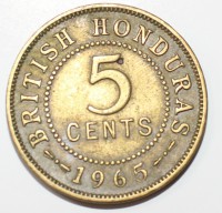 5 центов 1965г. Британский Гондурас, состояние VF-XF. - Мир монет