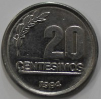 20 чентезимо 1976г. Уругвай. состояние XF. - Мир монет