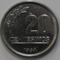 20 чентезимо 1994г. Уругвай.  состояние XF-UNC - Мир монет