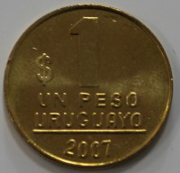 1 песо 2007г. Уругвай , состояние UNC - Мир монет