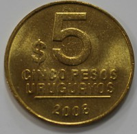 5 песо 2008г. Уругвай , состояние XF - Мир монет
