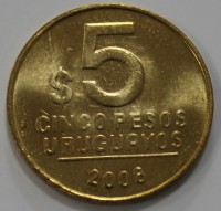 5 песо 2008г. Уругвай , состояние XF-UNC - Мир монет