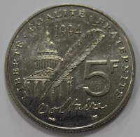 5 франков 1994г. Франция. Вольтер 1694-1778, состояние XF - Мир монет