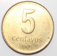 5 сентаво 2005г. Аргентина, состояние ХF - Мир монет