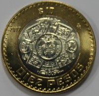 10 песо 2017г. Мексика, состояние UNC - Мир монет