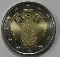 2евро 2018г. Латвия, 100 лет независимости Прибалтийских стран,  состояние UNC. - Мир монет
