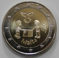 2 евро 2017г. Мальта. Солидарность и  Мир, состояние UNC. - Мир монет