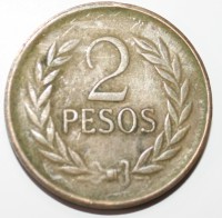 2 песо 1980г. Колумбия. Боливар, состояние VF - Мир монет