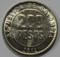 200 песо 2012г. Колумбия, состояние UNC - Мир монет