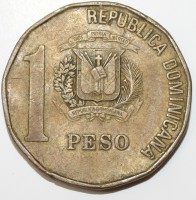 1 песо 1991г. Доминиканская Республика, состояние VF - Мир монет