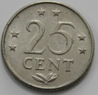 25 центов 1975г. Нидерландские Антиллы,  состояние XF. - Мир монет