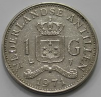 1 гульден 1971г. Нидерландские Антиллы,  состояние XF. - Мир монет
