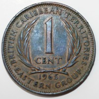 1 цент 1965г. Британские Карибские Территории, состояние aUNC - Мир монет