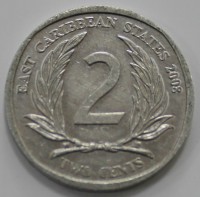 2 цента 2008г. Британские Карибские Территории, состояние VF-XF - Мир монет