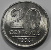 20 сентаво 1956г. Бразилия, состояние XF-UNC - Мир монет