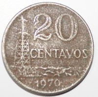 20 сентаво 1970г. Бразилия, состояние F - Мир монет