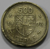 500 цедис 1998г. Гана. Герб , состояние VF - Мир монет
