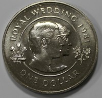 1 доллар 1981г. Бермуда. Королевская свадьба, состояние UNC - Мир монет