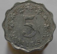 5 милсов 1972г.  Британская  Мальта, состояние VF - Мир монет