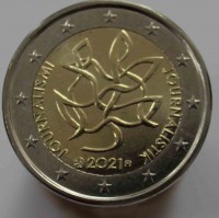 2 евро 2021г. Финляндия, Журналистика и открытые коммуникации, состояние UNC - Мир монет