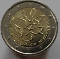 2 евро 2021г. Финляндия, Журналистика и открытые коммуникации, состояние UNC - Мир монет