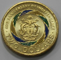 2 доллара 2018г. Соломоновы Острова. 40 лет Независимости, цветная, состояние UNC - Мир монет