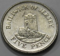 5 пенсов 2002г. Джерси. Маяк, состиояние UNC - Мир монет