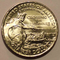 25 центов 2021г. США.  Р . Джордж Вашингтон пересекает Потомак, состояние UNC.  - Мир монет