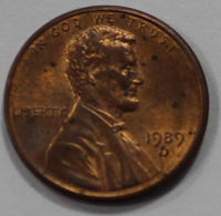 1 цент 1989г. США D состояние VF-XF - Мир монет