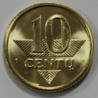 10 центов 2009г. Литва, состояние UNC - Мир монет
