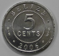 5 центов 2006г. Белиз, Елизавета II, состояние UNC - Мир монет