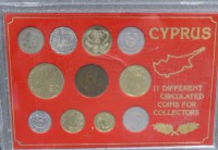 Набор из 11 монет Кипра до евро, в пластиковой запайке. - Мир монет