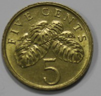 5 центов 1986 г. Сингапур, состояние aUNC - Мир монет