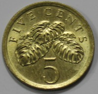 5 центов 1990г. Сингапур, состояние UNC - Мир монет