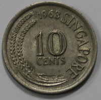 10 центов 1968г. Сингапур, Морской конек, состояние XF - Мир монет