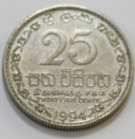 25 центов 1994г. Шри Ланка, состояние VF-XF - Мир монет