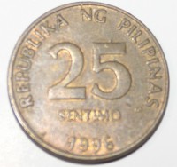 25 сентим 1996г. Филиппины, состояние VF - Мир монет